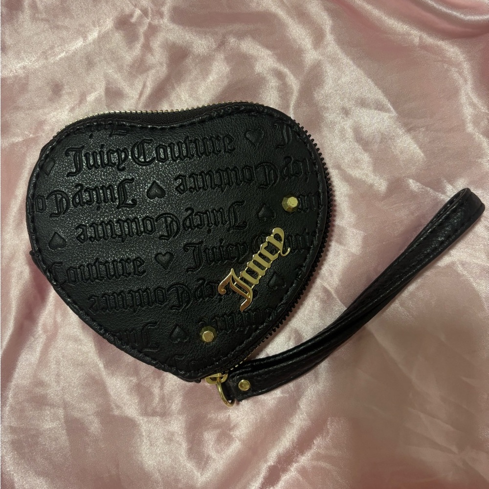 Juicy Couture Black and Gold Script Wristlet